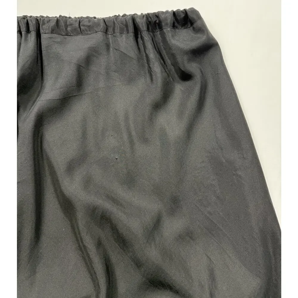 Pure DKNY Black 1990s Skirt, 100% silk Elasticated Waist Sz 6 ruffle hem